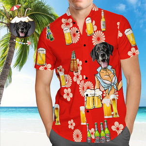 Benutzerdefiniertes Hundegesicht-hawaii-hemd. Benutzerdefiniertes Hawaii-hemd Mit Foto-button-down-strandhemden - DePhotoBoxer