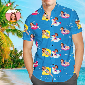 Benutzerdefiniertes Gesicht Shirt Personalisierte Foto Herren Hawaiihemd für Freund Ehemann