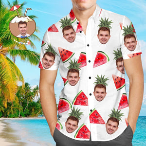 Personalisiertes Gesicht Shirt Personalisiertes Foto Hawaiihemd für Männer Wassermelone