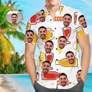 Valentinstag Geschenk Benutzerdefiniertes Gesicht Shirt Personalisiertes Foto Hawaiihemd für Männer Bier
