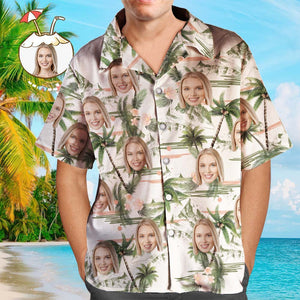 Kundenspezifisches Gesicht Personalisiertes Hawaiihemd ganz über Druck-Kokosnussbaum