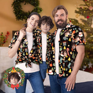 Passendes Hawaiianisches Familien-outfit Mit Individuellem Gesicht, Weihnachts-pool-party, Eltern-kind-kleidung – Frohe Weihnachten - DePhotoBoxer