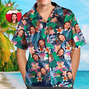 Das Hawaiihemd der kundenspezifischen Gesichts-Hemd-Männer personifizierte Foto-bunte Blumen-T-Shirts