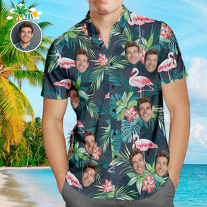 Benutzerdefinierte Gesicht Online Vorschau Hawaiian Shirts Bunte Flamingo Aloha Beach Shirt Für Männer