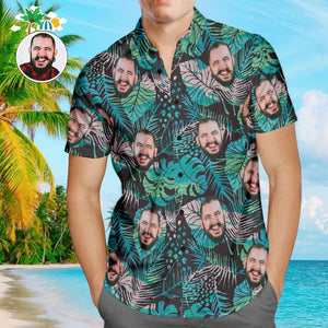 Benutzerdefinierte Hawaiian Shirts Muti-Face Design Sommer Blätter Online Vorschau Personalisierte Aloha Beach Shirt Für Männer