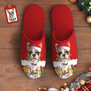Benutzerdefinierte Gesicht und Text Frauen und Männer Baumwolle Hausschuhe Personalisierte Casual Haus Schuhe Indoor Outdoor Schlafzimmer Hausschuhe Weihnachtsgeschenk für Hundeliebhaber