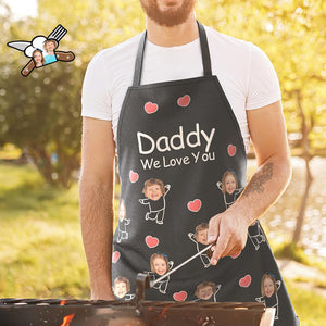 Benutzerdefinierte Gesicht Küchenschürze Vatertag Geschenke von Daddy Wir lieben Sie
