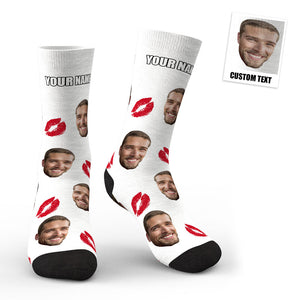 3D Vorschau Custom Face Red Lips Kiss Socken