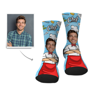 Father's Day Personalized Face Socks - Super Chef - Gesichtsocken