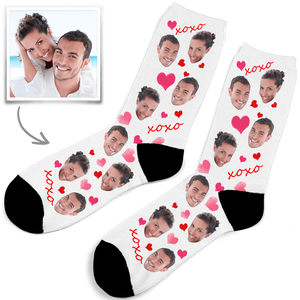 personalisierte Herz Gesicht auf Socken - XOXO