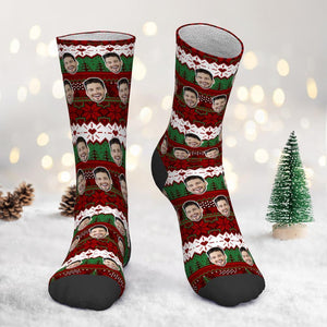 Kundenspezifische Foto-Socken Weihnachtssocken mit Vintage-Muster
