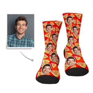 Personalisiertes Gesicht auf Socken – Pizza