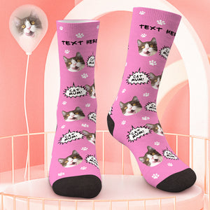 Kundenspezifische Katzen-Gesichts-Foto-Socken Katzen-Mamma-Foto-Socken
