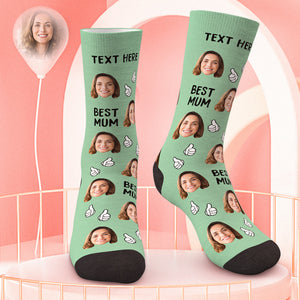 Benutzerdefinierte Gesichtssocken Setzen Sie jedes Gesicht und Text auf die Socken. Bestes Geschenk für Mama