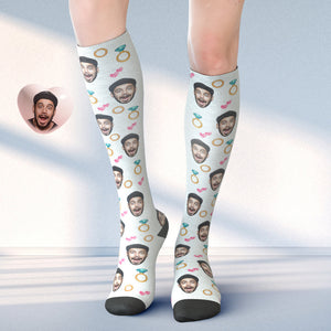 Benutzerdefinierte Gesicht Knie hohe Socken Personalisierte Foto Socken Gifs für Hochzeit