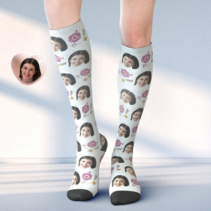 Benutzerdefinierte Gesicht Knie High Socks Personalisierte Foto Zeichnung Socken