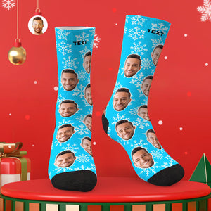 Benutzerdefinierte Gesicht Socken Personalisierte Foto Socken Weihnachtsgeschenk mit Schneeflocke