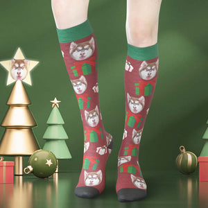 Benutzerdefinierte Gesicht Knie hohe Socken Personalisierte Haustier Foto Socken Weihnachtsgeschenke