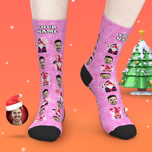Rosa Weihnachten benutzerdefinierte dicke Socken Foto 3D Digital gedruckte Socken Herbst Winter warme Socken süßes Geschenk