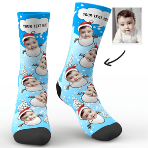 Fröhliche Weihnachten Kundenspezifische Socken Gesicht Socken mit niedlichen Schneemann