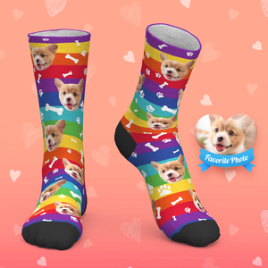 Benutzerdefinierte Regenbogen Socken Hund Bilder und Namen hinzufügen