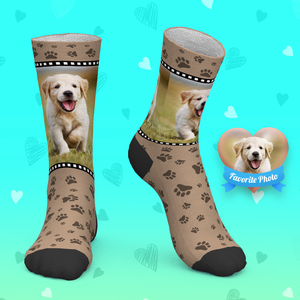 Custom Cute Dog Footprint Face Socke