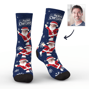 Weihnachtsgeschenk Kundenspezifische Socken Gesicht Auf Weihnachtsmann Körper