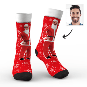 Fröhliche Weihnachten Kundenspezifische Socken Gesicht Auf Weihnachtsmann Körper - Beste Geschenk für Liebhaber