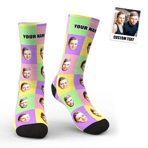 3D Vorschau Benutzerdefinierte Gesicht Socken Bunte Quadratische Personalisierte Lustige Socken