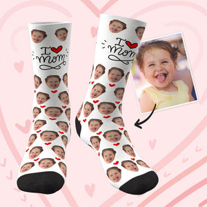 Muttertagsgeschenk - Benutzerdefinierte Gesicht Socken Herz Ich liebe Mama Beste Geschenke Für Mama