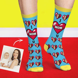 Muttertagsgeschenk - Ich liebe Mama Custom Face Socks Geschenk