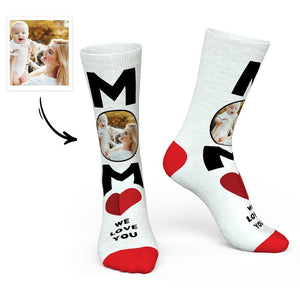 Benutzerdefinierte Foto Socken Mutter Wir lieben dich - Muttertagsgeschenk