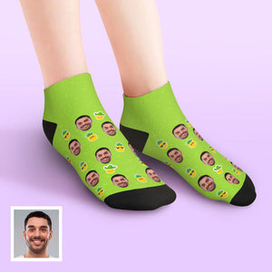 Custom Low Cut Ankle Face Socks Pineapple Funny Face - DePhotoBoxer