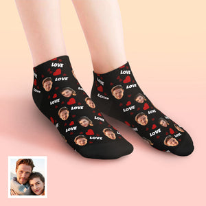 Custom Low Cut Ankle Face Socks For Family - Love - DePhotoBoxer