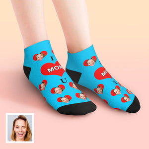 Custom Low Cut Ankle Face Socks I Love Mom - DePhotoBoxer