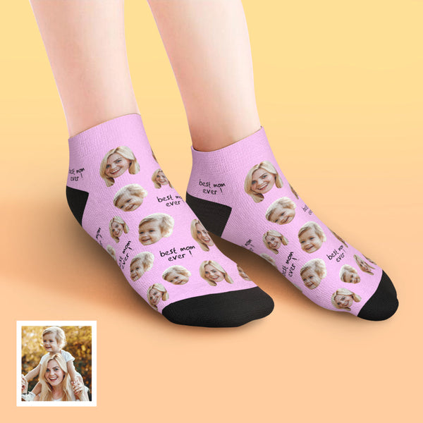 Custom Low Cut Ankle Face Socks For Mother Best Mom Ever - DePhotoBoxer
