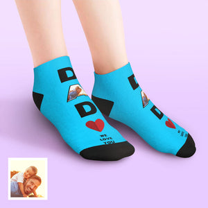 Custom Low Cut Ankle Face Socks Dad We Love You Gifts For Dad - DePhotoBoxer