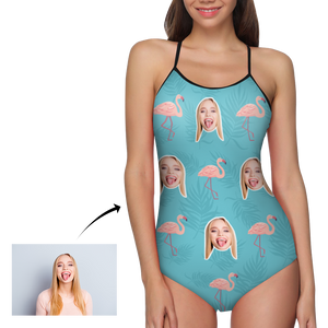 Benutzerdefinierte Kopf Foto und Flamingo Frauen One Piece Badeanzug