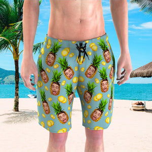 Herren Custom Face Beach Trunks Foto Shorts - Ananas