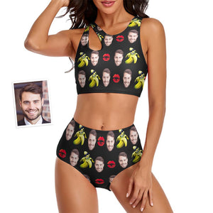 Benutzerdefinierte Gesicht Frauen Banana zweiteiliger Badeanzug Personalisierte Sexy Geschenke für Sie
