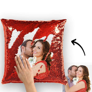 Magie Pailletten Kissen - Personalisieren Sie Ihr Foto - Rot - 40cm*40cm