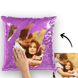Kissen mit magischen Pailletten - Passen Sie Ihr Foto an - Violett - 40cm*40cm