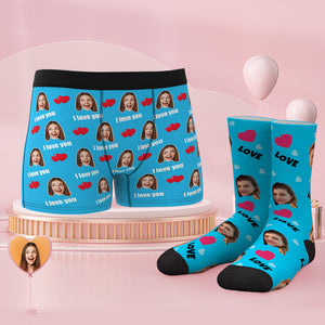 Benutzerdefinierte Gesicht Boxer Shorts und Socken Set Liebe