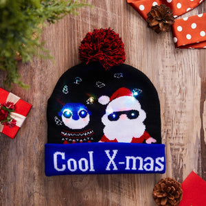 LED Christmas Hat Kids Xmas Hats Beanie Colorful Santa Hats - UNIVERSAL SIZE