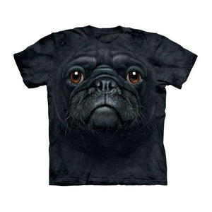 Unisex 3D Grafik Hund T-Shirt - Schwarzer Mops