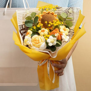 Gehäkelter Blumenstrauß Handgemachter Gestrickter Sonnenblumenstrauß Geschenk Für Sie - DePhotoBoxer