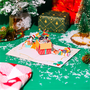 Weihnachts-3d-pop-up-karte Mit Katzen-grußkarte - DePhotoBoxer