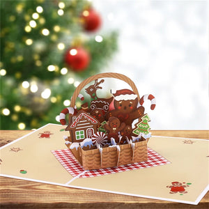 Weihnachts-3d-pop-up-karte, Weihnachts-lebkuchenkorb-grußkarte - DePhotoBoxer