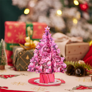 Rosa Weihnachtsbaumschmuck, Weihnachtliche 3d-pop-up-grußkarte - DePhotoBoxer