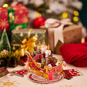 Weihnachtsschlitten-ornament, Weihnachtliche 3d-pop-up-grußkarte - DePhotoBoxer